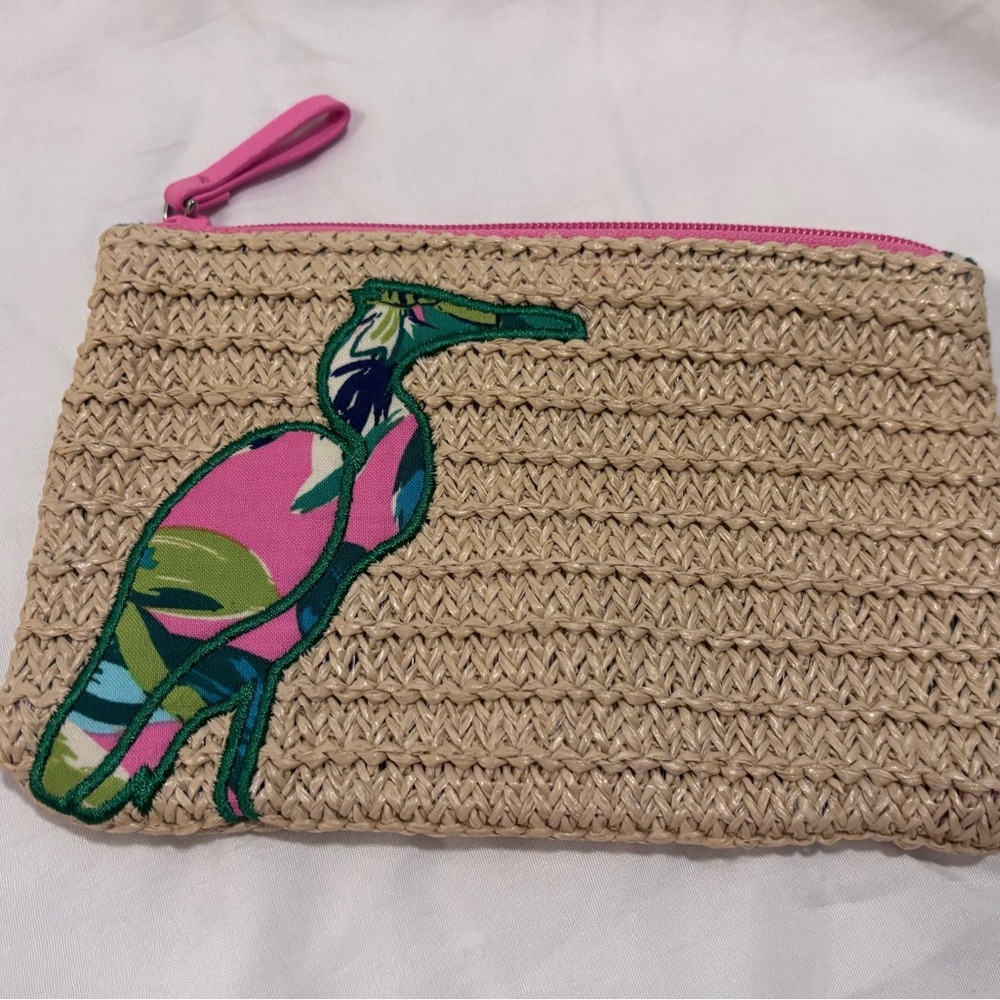 Vera Bradley Seashore zip pouch Tropical Paradise pink with bird